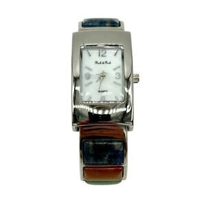 Vintage Peck And Peck Cuff Bracelet Watch With Faux Stones New Battery Works